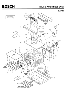 02 - CAVITY Diagram and Parts List for HBL742AUC(FD8207-)  Bosch Wall Oven