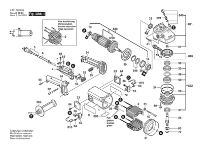 Section 1 Diagram and Parts List for GWS23-300 0601363039 Bosch Angle Grinder