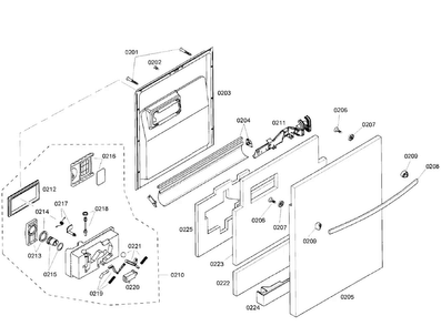 Door Diagram and Parts List for SHX57C05UC 40 Bosch Dishwasher