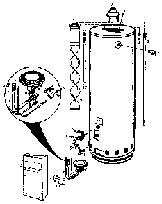 Replacement Parts Diagram and Parts List for 153338531  Kenmore Water Heater
