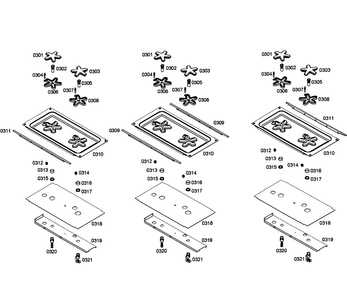 Burners Assy Diagram and Parts List for PD366BS 12 Thermador Range