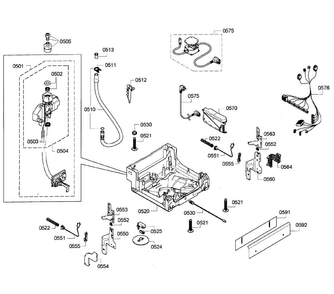Base Assy Diagram and Parts List for SPE5ES55UC 01 Bosch Dishwasher