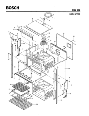 01 - BODY, UPPER Diagram and Parts List for HBL552  Bosch Range