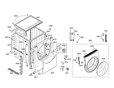 Body/door Diagram and Parts List for WTMC8330US 06 Bosch Dryer