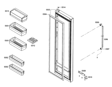 Door 2 Diagram and Parts List for B22CS30SNI 01 Bosch Refrigerator