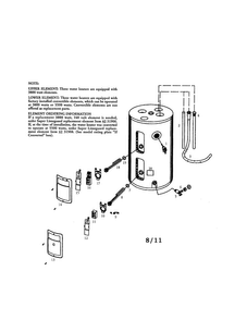 Water Heater Diagram and Parts List for 153327240HT  Kenmore Water Heater
