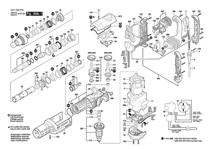 Section 1 Diagram and Parts List for DH715VC 3611C22010 Bosch Demolition Hammer