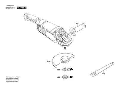 Diagram 2 Diagram and Parts List for GWS2200P 3 601 HF4 100 Bosch Angle Grinder