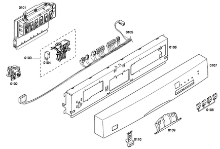 Control Panel Diagram and Parts List for SHE44C07UC 48 Bosch Dishwasher