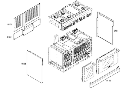 Outside Parts Diagram and Parts List for PRL486EDG04  Thermador Range