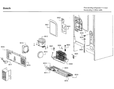 Compressor Diagram and Parts List for B21CL81SNS 01 Bosch Refrigerator
