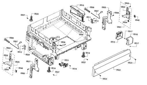 Base Diagram and Parts List for SHE3AR55UC 20 Bosch Dishwasher