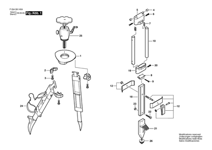 Part Location Diagram of 2610A09622 Bosch Tool VL HINGE