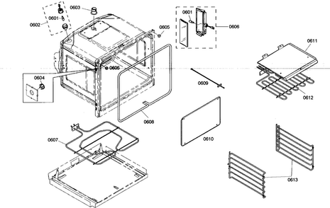 Bottom Oven Cabinet Parts Diagram and Parts List for ME272ES01  Thermador Wall Oven