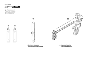 Figure 2 Diagram and Parts List for 3601JL7010 GNB18V-12 Bosch Nailer