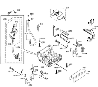 Base Assy Diagram and Parts List for SPE53U56UC 26 Bosch Dishwasher