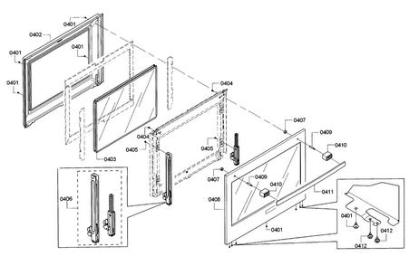 Door Diagram and Parts List for HBLP651UC 01 Bosch Wall Oven