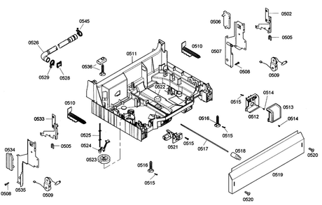 Base Asy Diagram and Parts List for SHE42L16UC 50 Bosch Dishwasher
