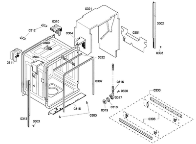 Cabinet Assy Diagram and Parts List for DWHD410GPR-53  Thermador Dishwasher