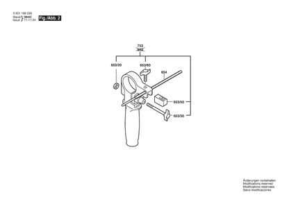 Section 2 Diagram and Parts List for 0601169539  Bosch Drill