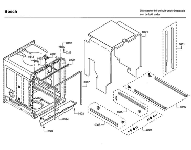 Frame Diagram and Parts List for SHP68T55UC 09 Bosch Dishwasher