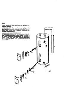 50 Gal Medium Electric Water Heater Diagram and Parts List for 153316653  Kenmore Water Heater