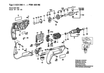 Section 1 Diagram and Parts List for PSB420RE 0603246432 Bosch Impact Driver