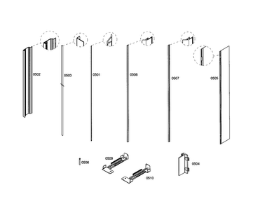 Profile Stripe Diagram and Parts List for T24IF70FSS-01  Thermador Freezer