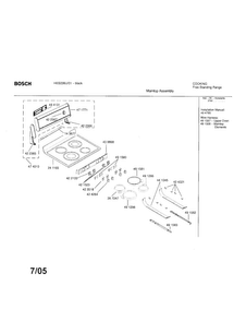 Maintop Assembly Diagram and Parts List for HES236U 01 Bosch Range