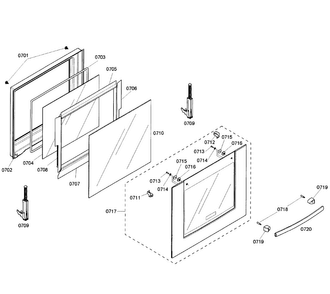 Door Assy 2 Diagram and Parts List for HBN3550UC 01 Bosch Wall Oven