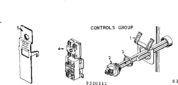 Controls Group Diagram and Parts List for 153320111  Kenmore Water Heater