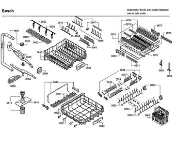 Part Location Diagram of 00654243 Bosch CUP RACK
