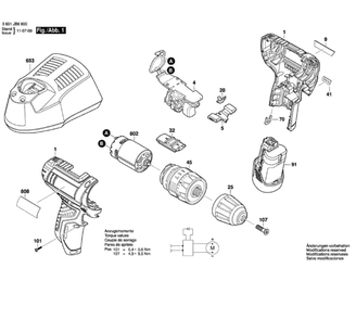 Drill Diagram and Parts List for PS130BN  Bosch Hammer