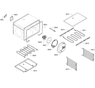 Large Oven Diagram and Parts List for PRD484EEHU 01 Thermador Range
