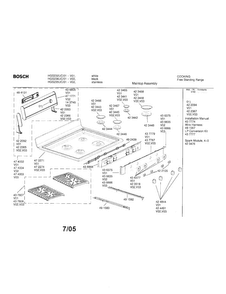 Maintop Assembly Diagram and Parts List for HGS235UC 01 Bosch Range
