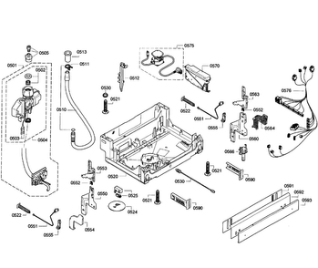 Base Assy Diagram and Parts List for SHV68E13UC 18 Bosch Dishwasher
