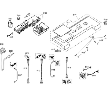Control Panel Diagram and Parts List for WFMC6401UC 04 Bosch Washer