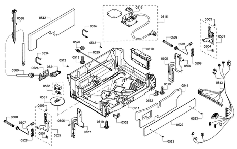 Base Assy Diagram and Parts List for SHX7PT55UC 04 Bosch Dishwasher
