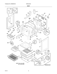 Body 1 Diagram and Parts List for HES5L53U5  Bosch Range