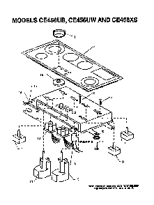Cooktop Diagram and Parts List for CE456UW  Thermador Cooktop