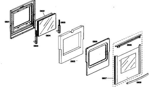 Door Assy Diagram and Parts List for HGS435UC 01 Bosch Range