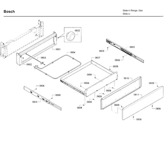 Drawer Diagram and Parts List for HDI8054U 03 Bosch Range