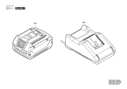 Figure 2 Diagram and Parts List for 3601FC1110 GKS 18V-22L Bosch Circular Saw