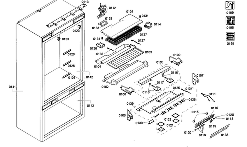 Cabinet Assy Diagram and Parts List for T36IT71NNP 25 Thermador Refrigerator