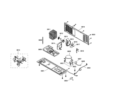 Compressor/condenser Diagram and Parts List for B20CS81SNW 01 Bosch Refrigerator