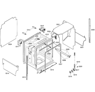 Cabinet Diagram and Parts List for SHE55M12UC 50 Bosch Dishwasher