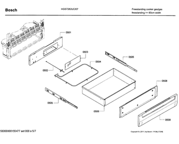 Drawer Assy Diagram and Parts List for HGS7282UC 07 Bosch Range