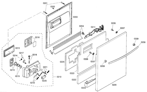 Door Assy Diagram and Parts List for SHX45M01UC 48 Bosch Dishwasher