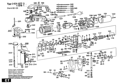 Section 1 Diagram and Parts List for 0601578132  Bosch Jig Saw