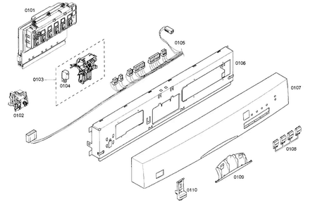 Control Panel Diagram and Parts List for SHE45C05UC 40 Bosch Dishwasher